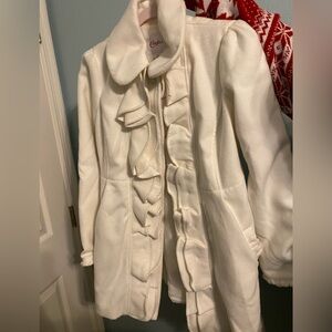 Candie’s Cream White Ruffle Coat Size Medium